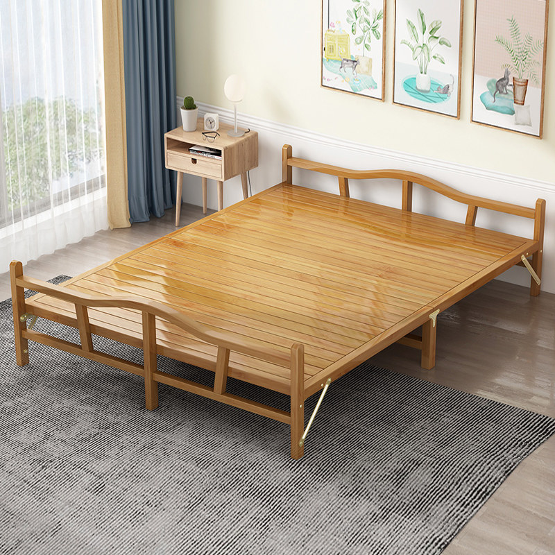 竹床折叠单人双人简易家用午休凉床出租房1.5米折叠床