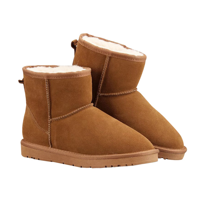 hkjugg大码ugg面包情侣短筒真皮防滑保暖冬季时装靴