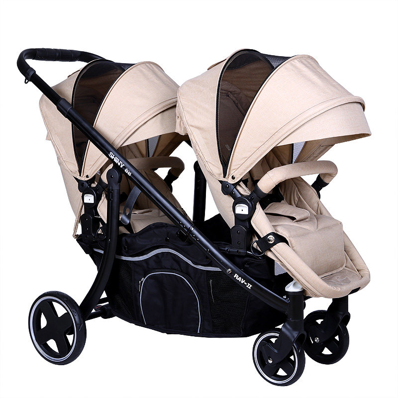 shinybb双胞胎婴儿推车超高景观避震折叠可躺可坐前后二胎推车