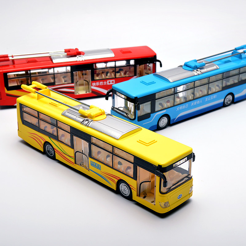 合金巴士旅游客车双层公交车校车汽车模型公共汽车儿童玩具车声光