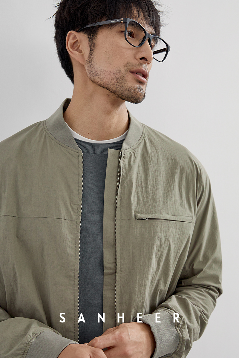 商务通勤男装 日本盐缩工艺面料 秋季棒球领夹克休闲外套 DAJ319