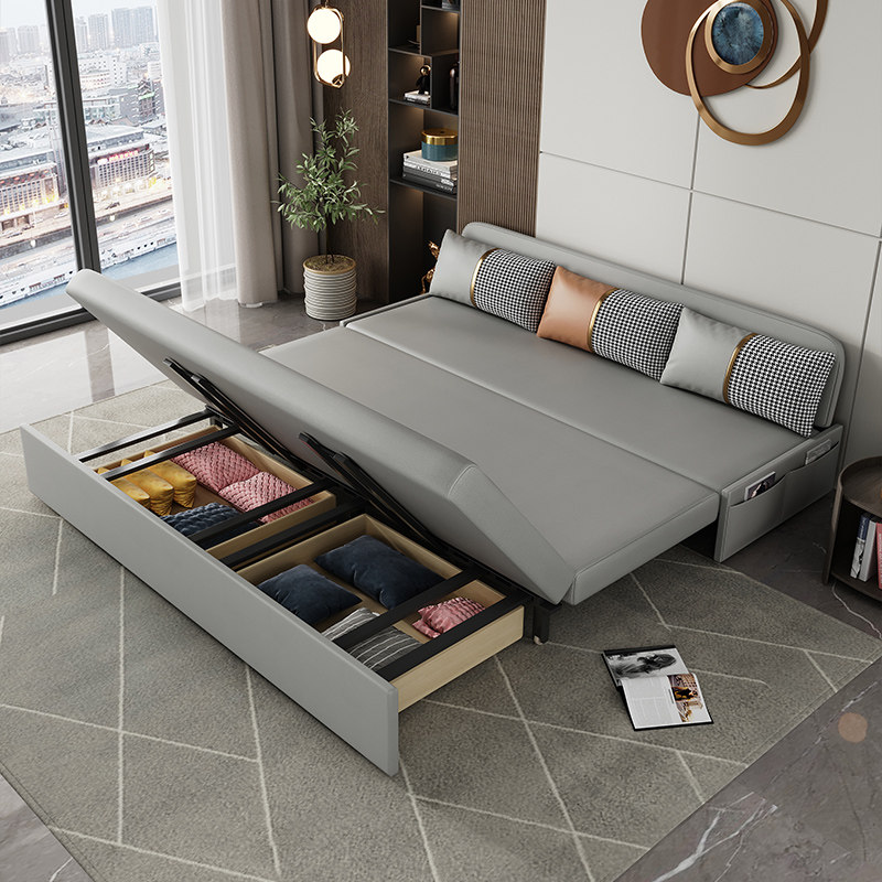 科技双人两用坐卧客厅户型小户多功能布沙发抽拉沙发床