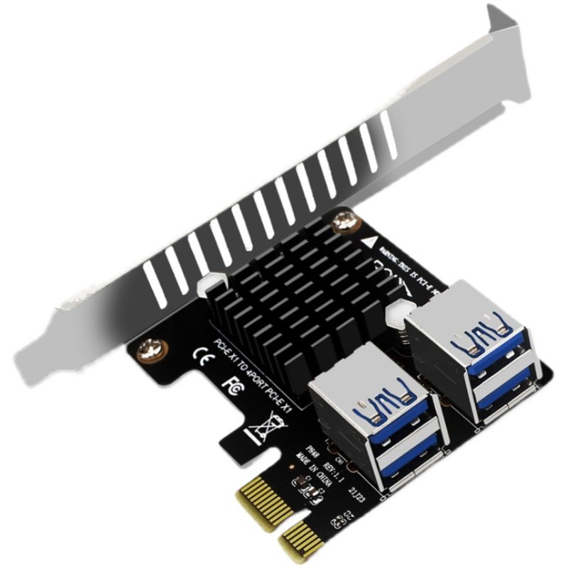 扩展台式机pcie1x4口一分显卡接口asm1184e全高半高连接线