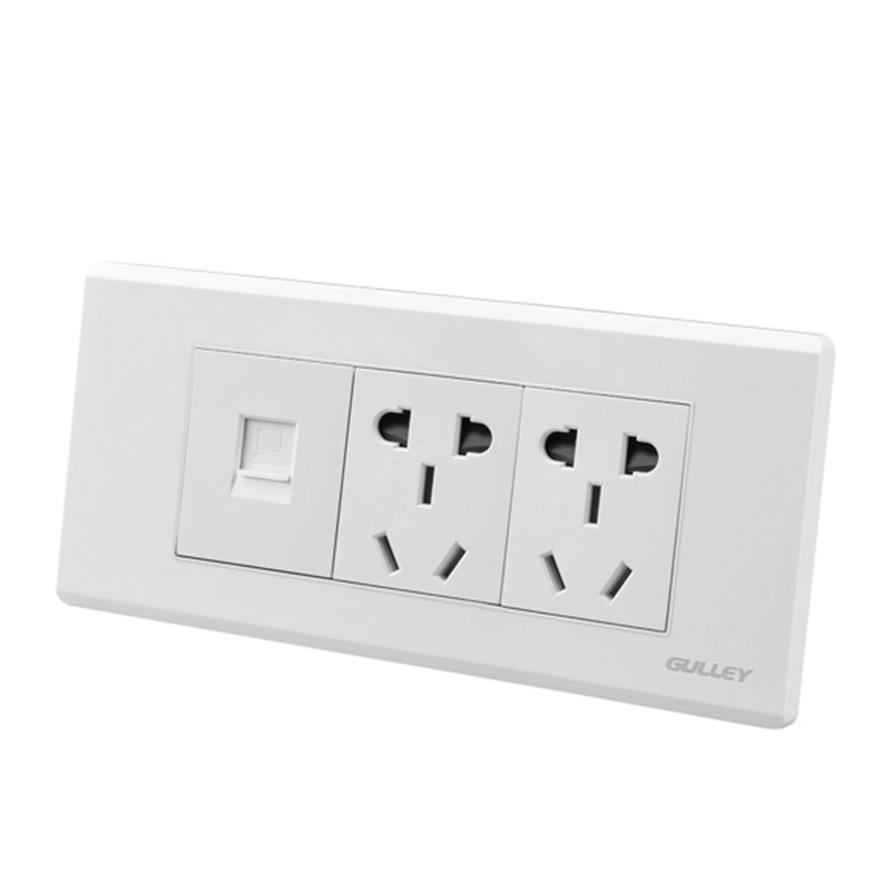 118型墙壁开关插座面板正品 三位中盒 十孔带电脑插座面板