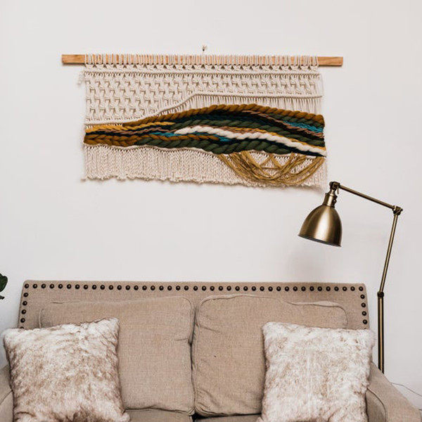 茶香手工编织多色挂毯民宿样板房简约壁挂客厅挂毯