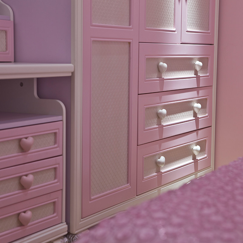 衣柜儿童三门组合公主粉红色柜子韩式女孩卧室衣柜