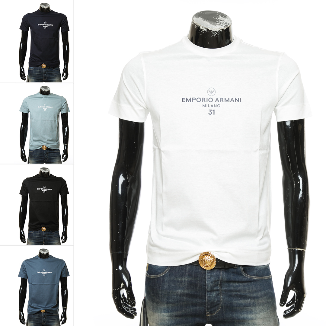 Emporio Armani 阿玛尼男鹰标丝光棉修身圆领短袖T恤3L1TCP 1JSAZ