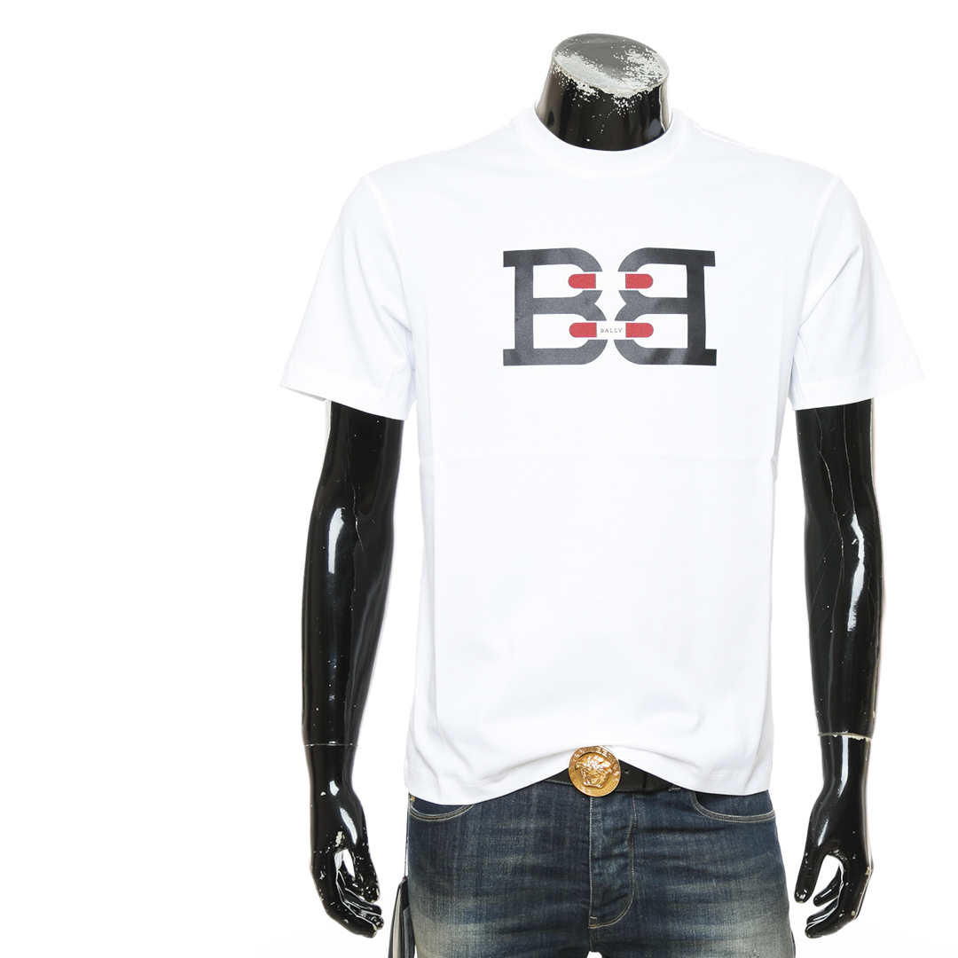叁仟良品 正品 Bally 巴利男士简约字母印花圆领短袖T恤 M5BA778F