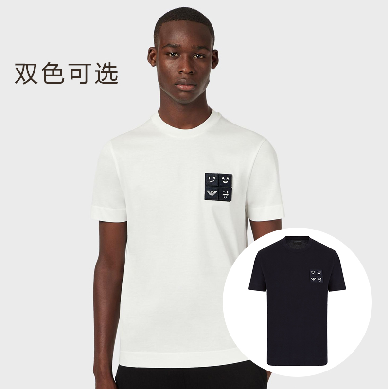 EMPORIO ARMANI阿玛尼T恤衫海外旗舰店男装圆领短袖方块魔术贴