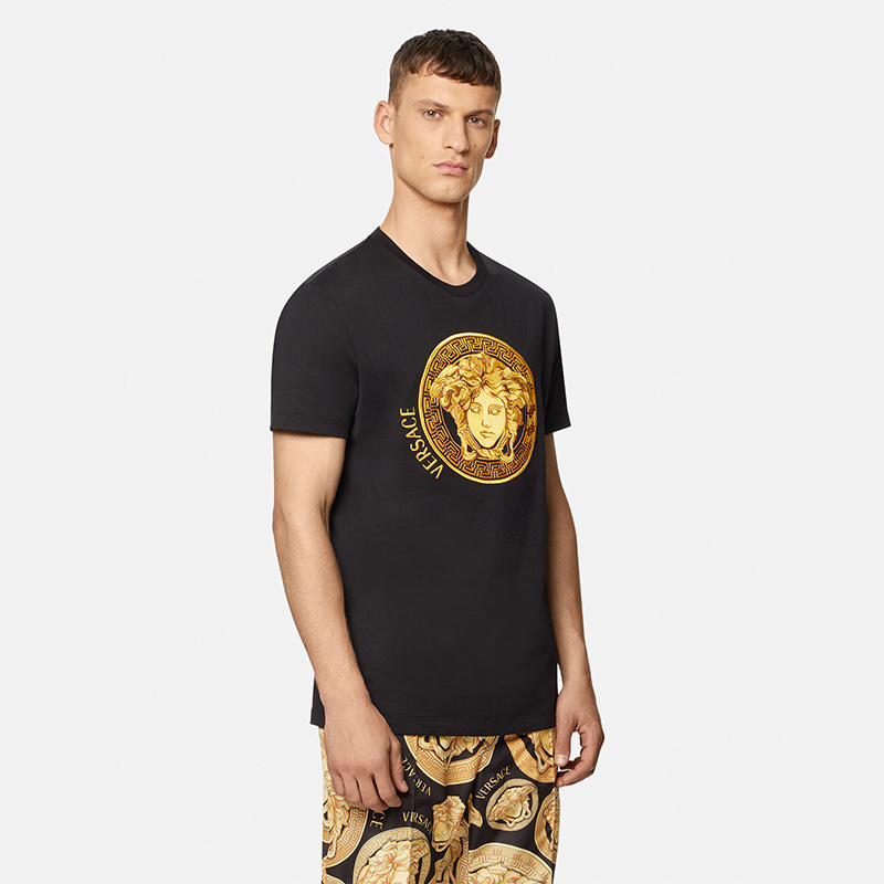 Versace/范思哲刺绣t恤男士夏季新款美杜莎男装短袖休闲上衣裤子