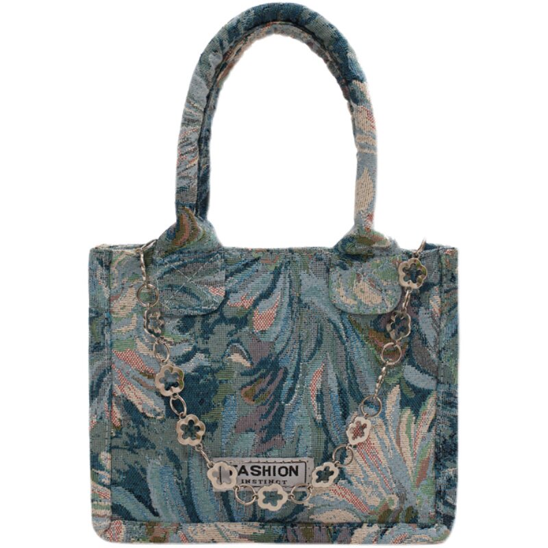 莫奈花园油画通勤托特包女夏季大容量包包2021托特包