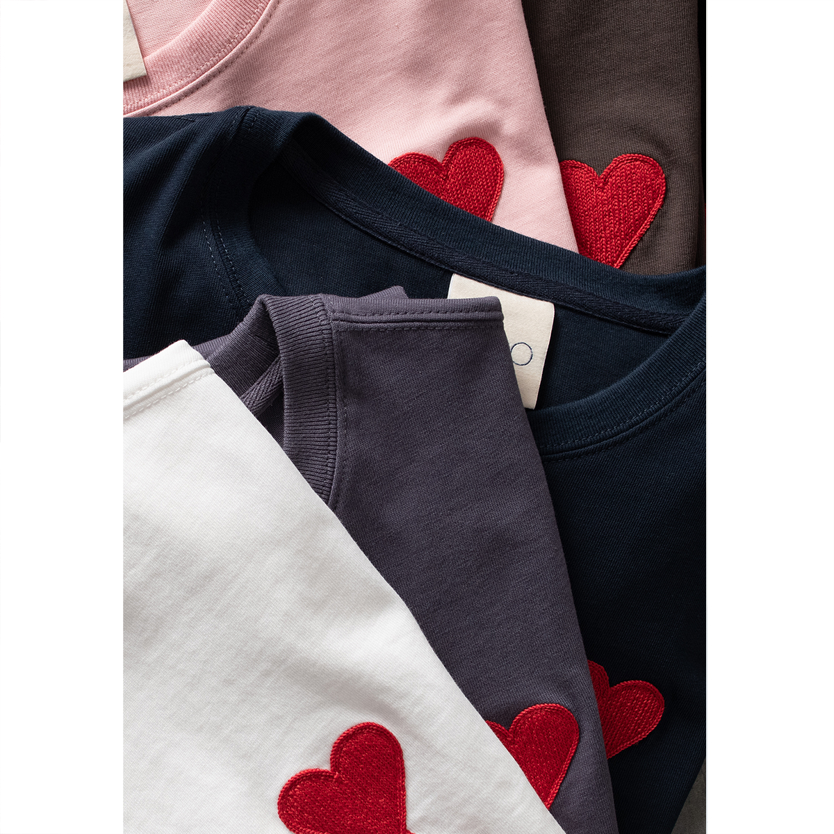 ERALDO小红心廓形剪裁手勾刺绣中厚款纯棉圆领T恤短袖男夏季潮牌