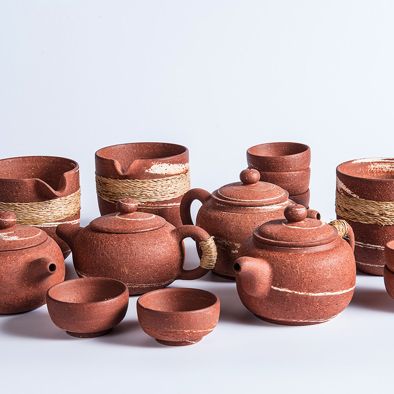 手工荣昌安陶粗陶绞纹仿古壶纯养生茶壶功夫功夫茶茶壶