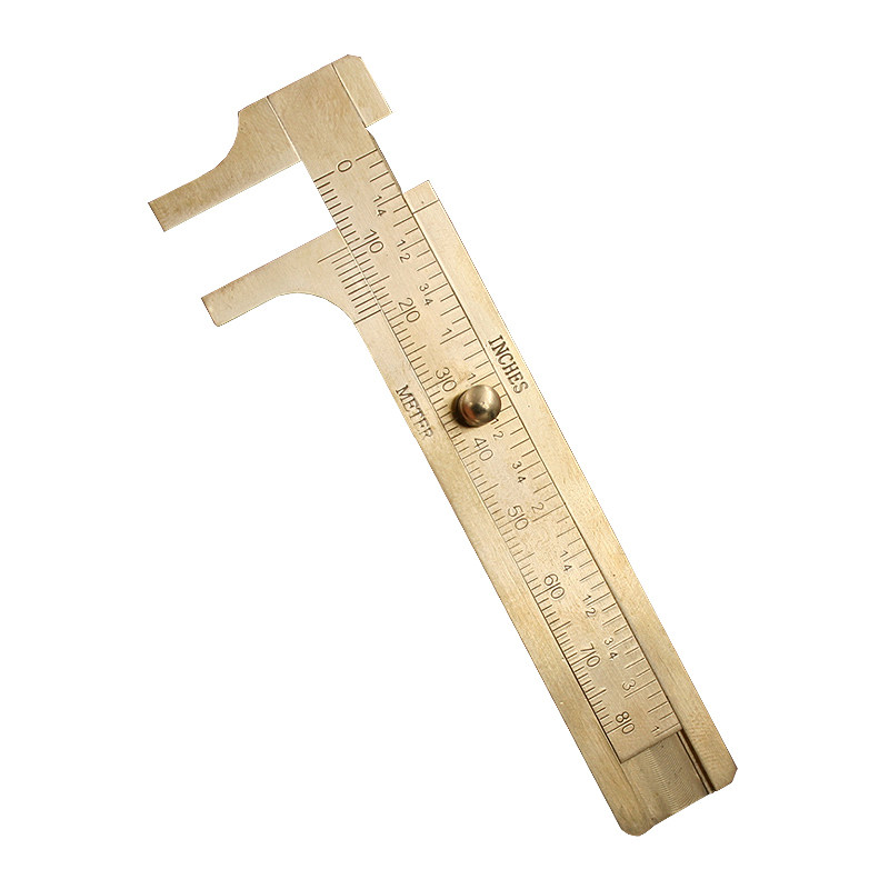迷你黄铜尺子游标卡尺文玩刻度测量量尺日记帐本创意礼盒