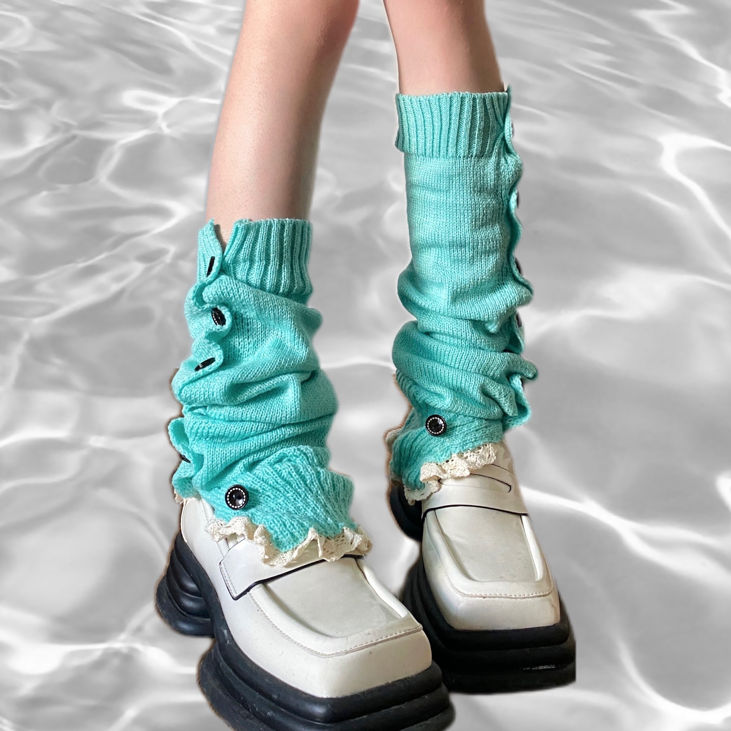 粉色腿套亚文化夏天y2k辣妹毛线针织jk袜套中筒袜