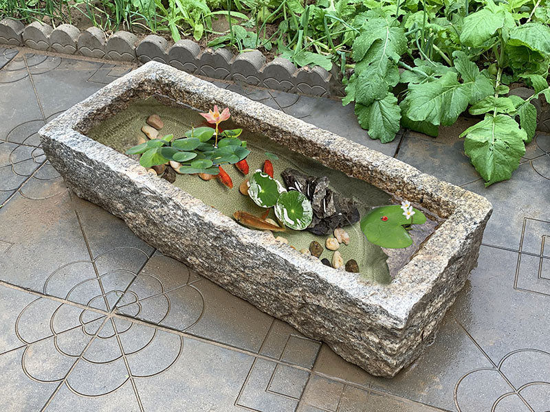 农村老石水槽阳台石头鱼缸摆件洗手盆室内水景石雕