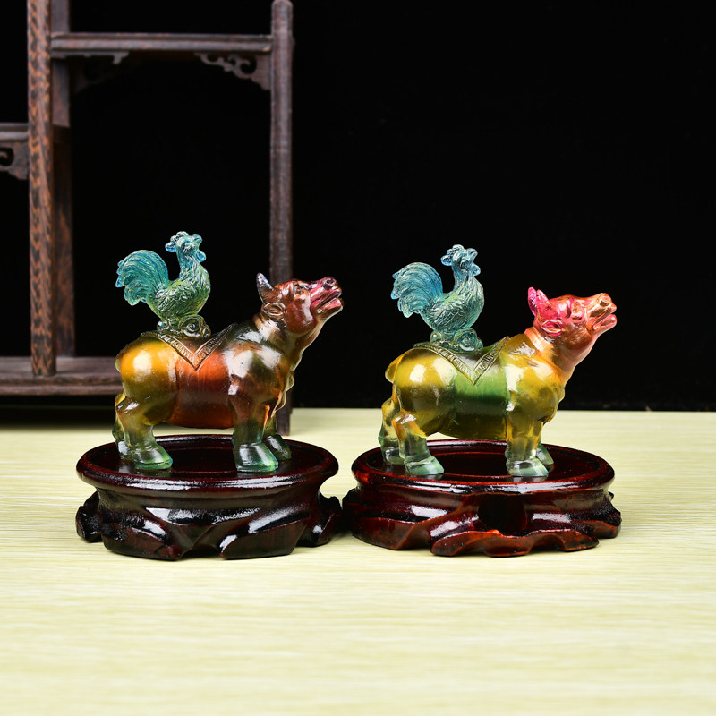 2022年虎年年光属蛇牛鸡迎禄宝吉琉璃摆件生肖摆件