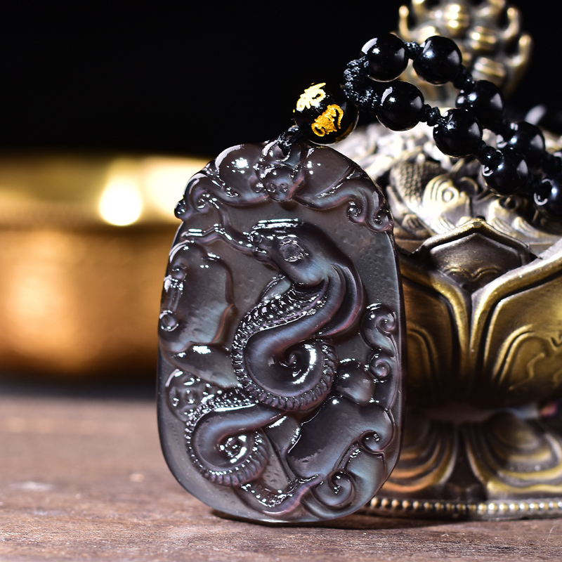 曜石生肖瑞蛇迎鸿吊坠玉蛇吉祥物蛇型蛇形饰品项坠