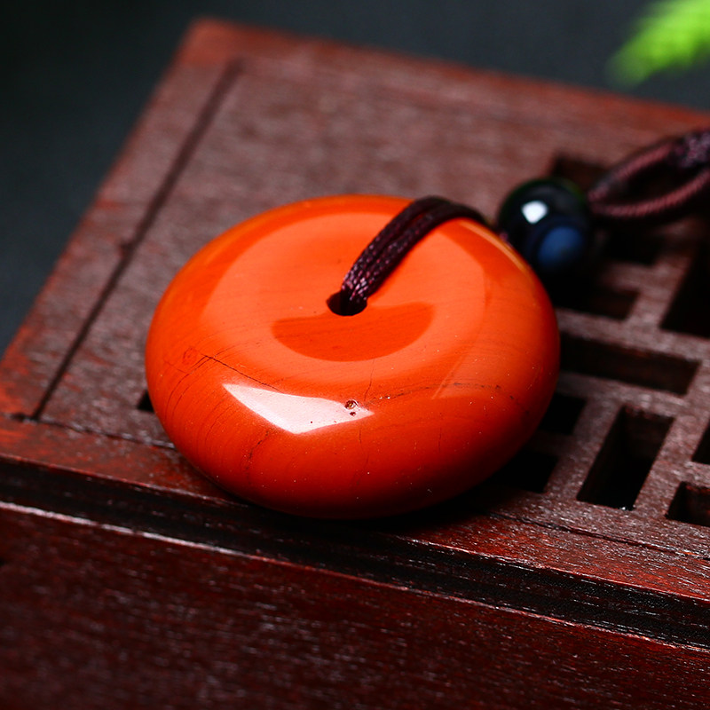 天然红竹石影子石平安吊坠石碑平安扣男女女款项坠