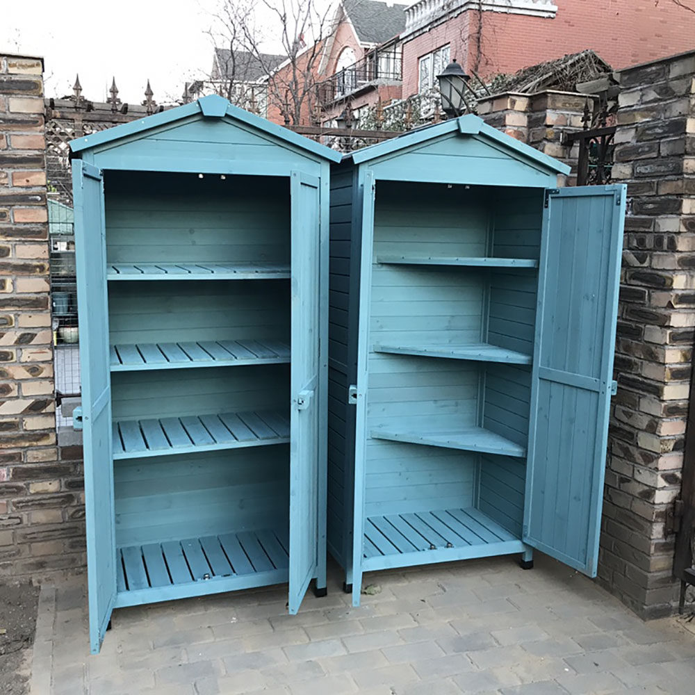 阳台实木收纳柜子户外防水防晒储物柜庭院防腐收纳柜