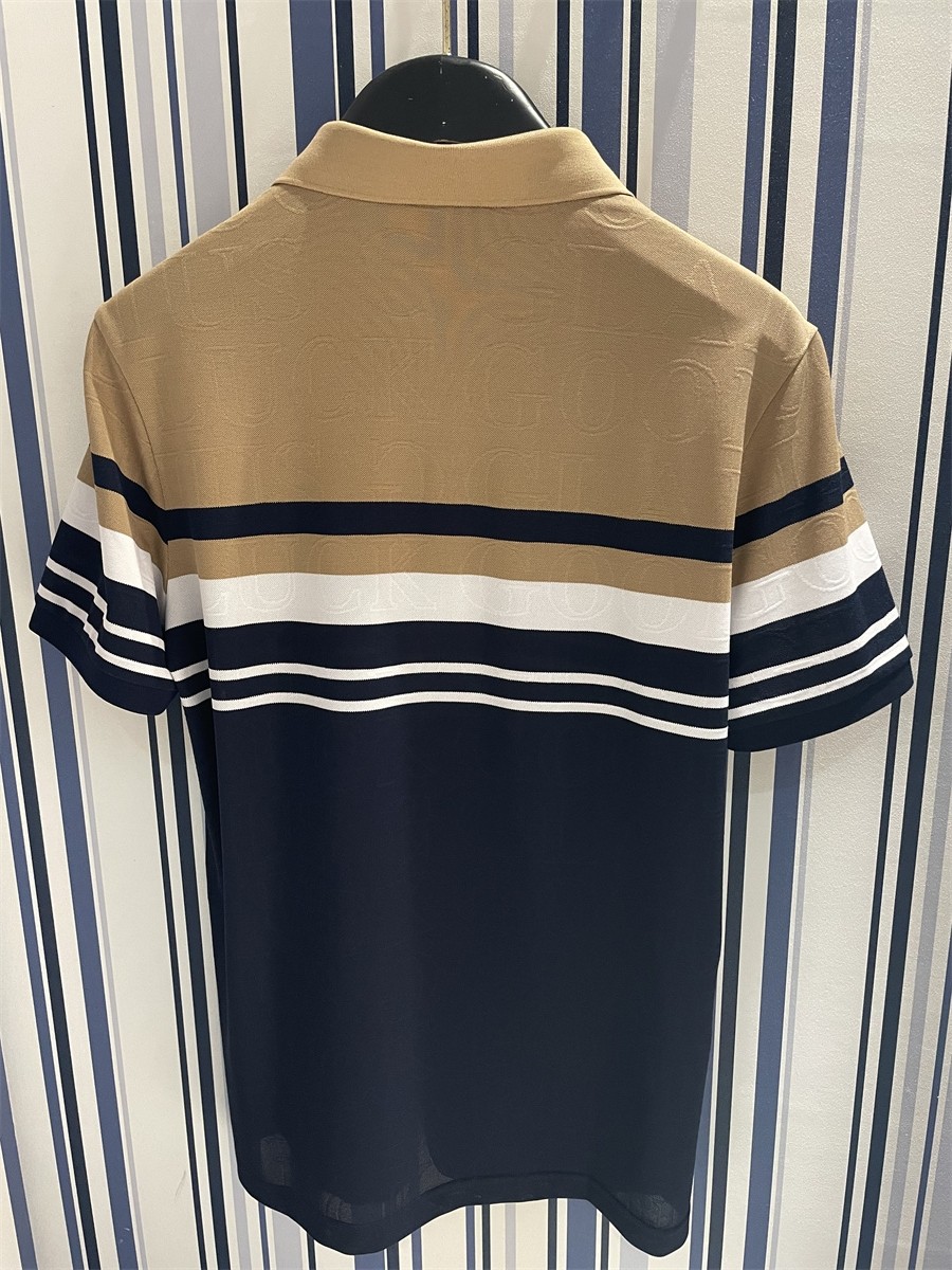 goodluck德国鲨鱼男装2022夏装新款蚕丝丝棉翻领t恤