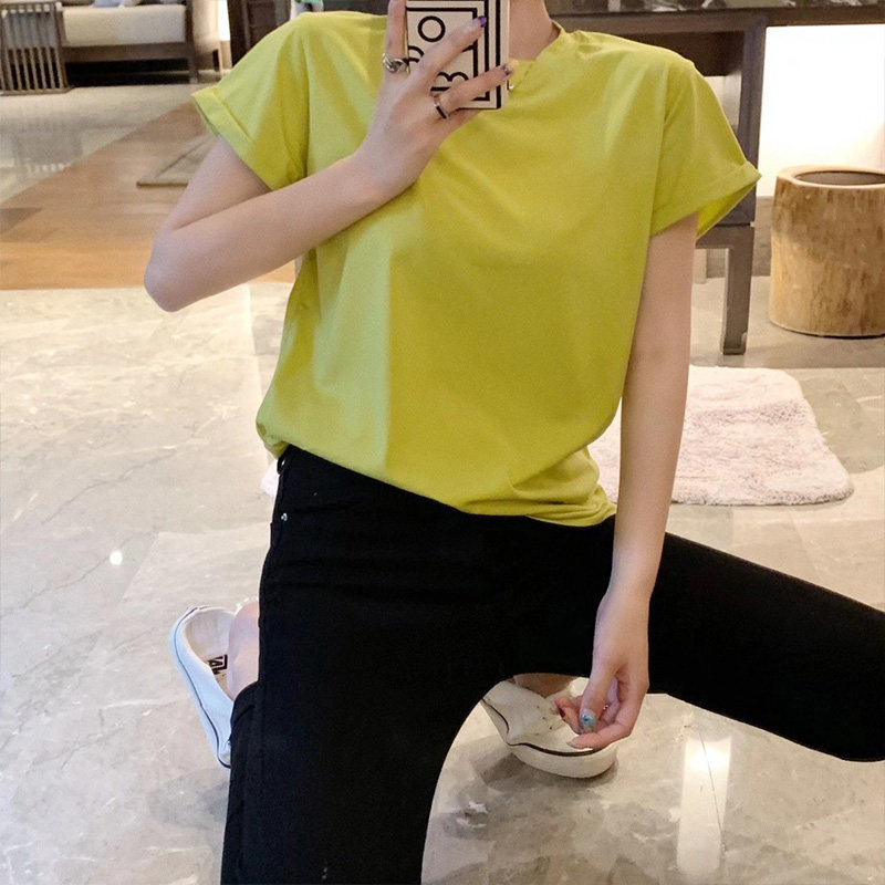 元熙女装滑料净版新款春夏20213017丝光套头t恤