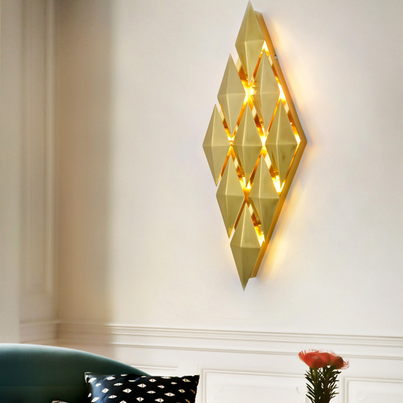 壁灯北欧客厅创意菱形现代简约餐厅过道墙灯卧室壁灯