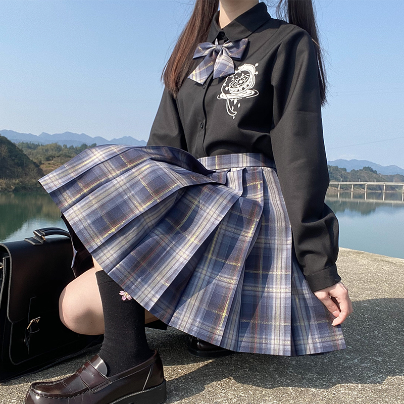 胖头鱼jk制服原创显瘦格裙女澜印象格【守护】显白校供半身裙现货