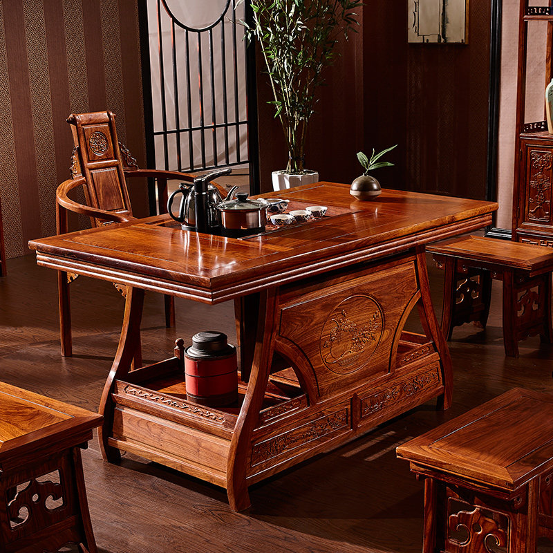 茶桌椅组合红木家具花梨木功夫茶台全实木茶几桌新中式仿古泡茶桌