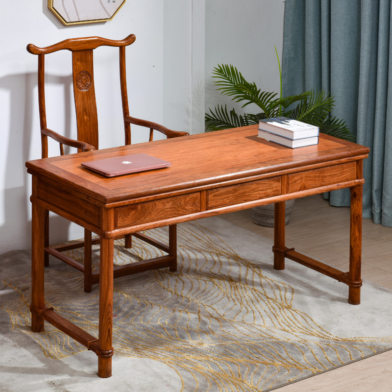 红木书桌中式实木仿古办公桌刺猬紫檀电脑学习书桌