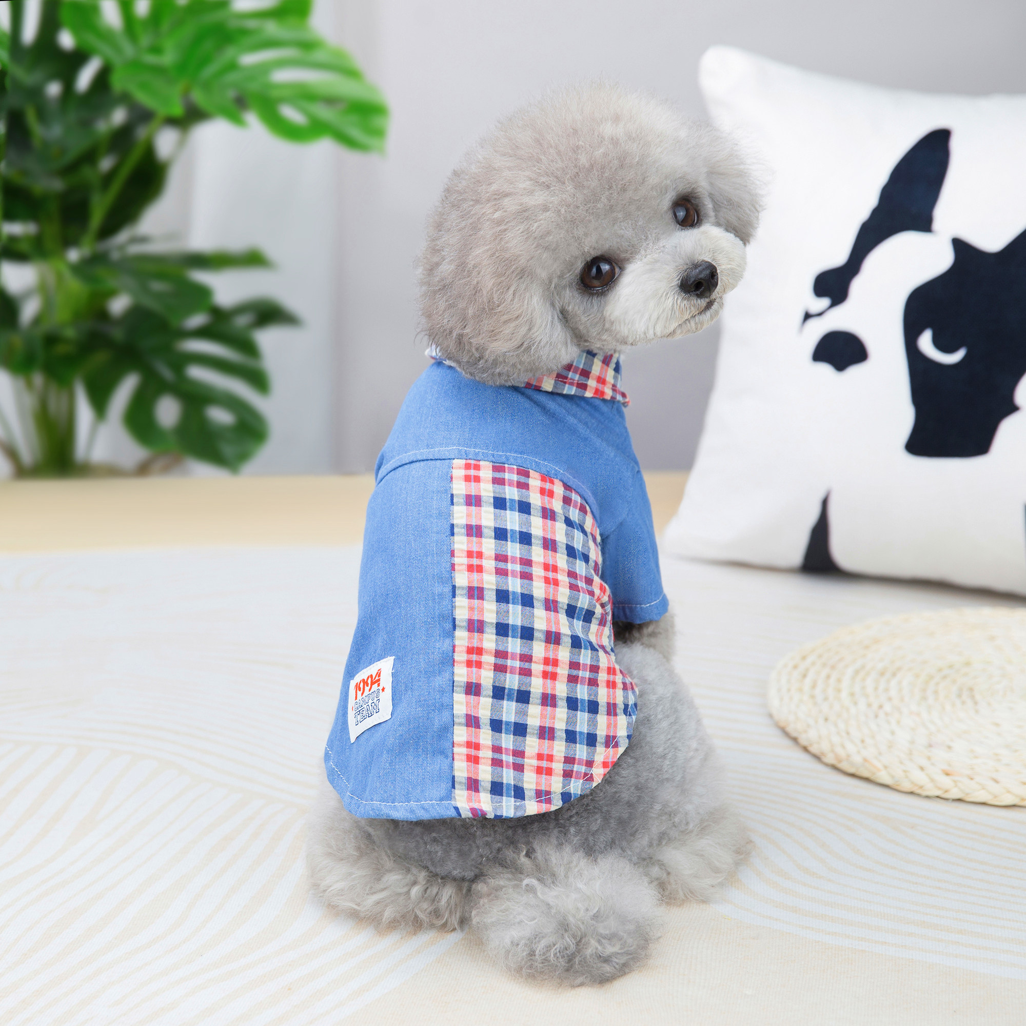 格子拼接衬衫狗狗衣服宠物薄款春夏小型犬奶宠物服装