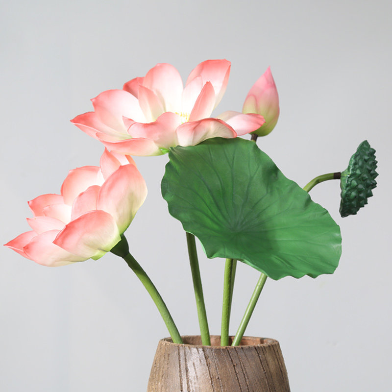 仿真荷花pu荷叶假花室内莲花莲蓬水上绿植仿真花