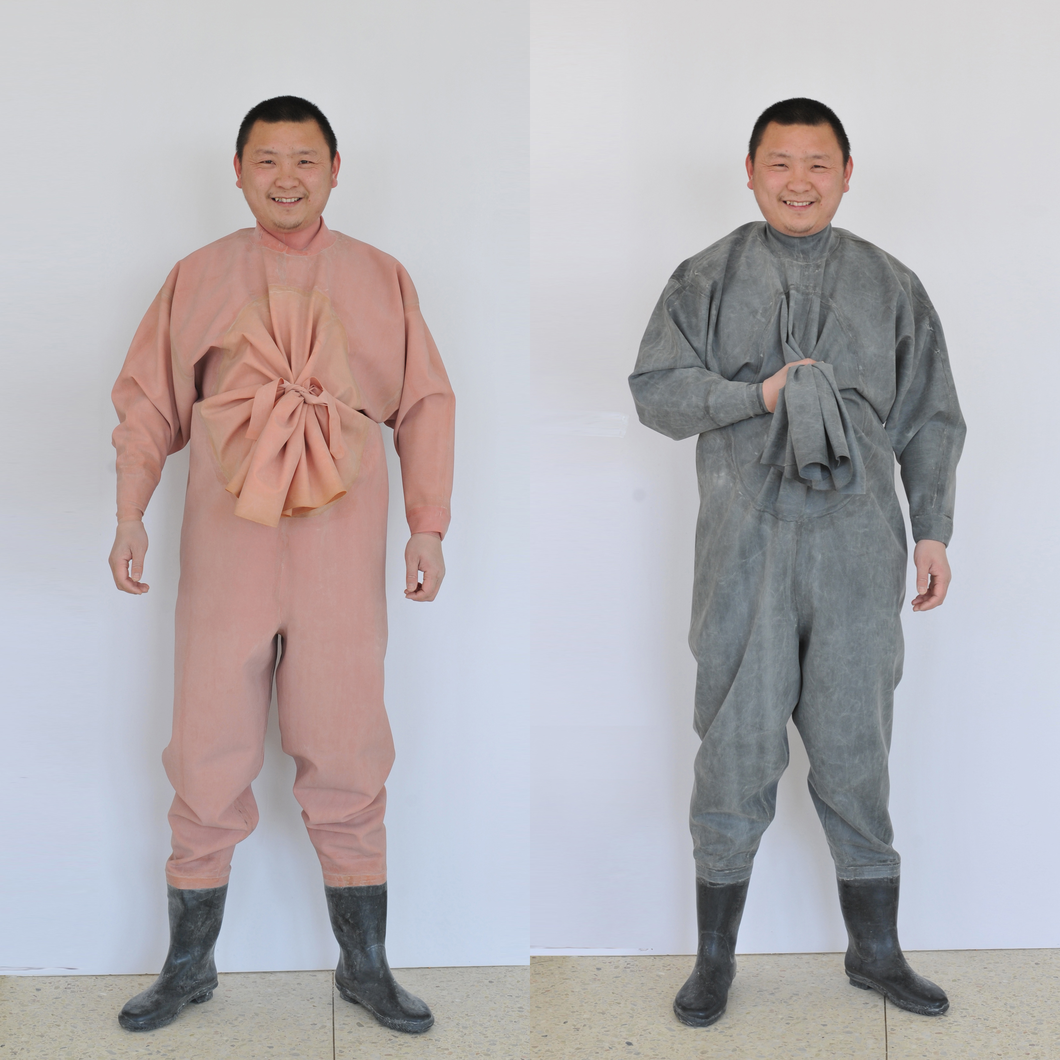 渔郎布纹全身连体下水挖藕橡胶防水衣加厚连体衣钓鱼服