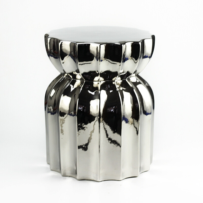 陶瓷凳子景德镇陶瓷镀银莲花凳鼓梳妆换鞋鼓墩现代简约摆件