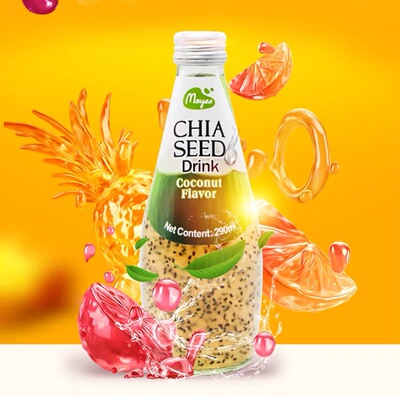 290ml*12瓶泰国进口美恩奇亚籽芒果荔枝椰子石榴混合水果桃汁饮料