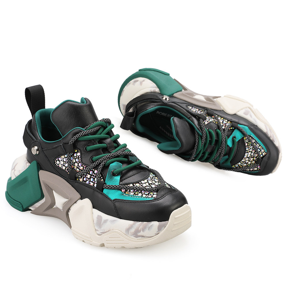 roberta诺贝达22年新款时尚拼色休闲鞋舒适厚底老爹时尚休闲鞋