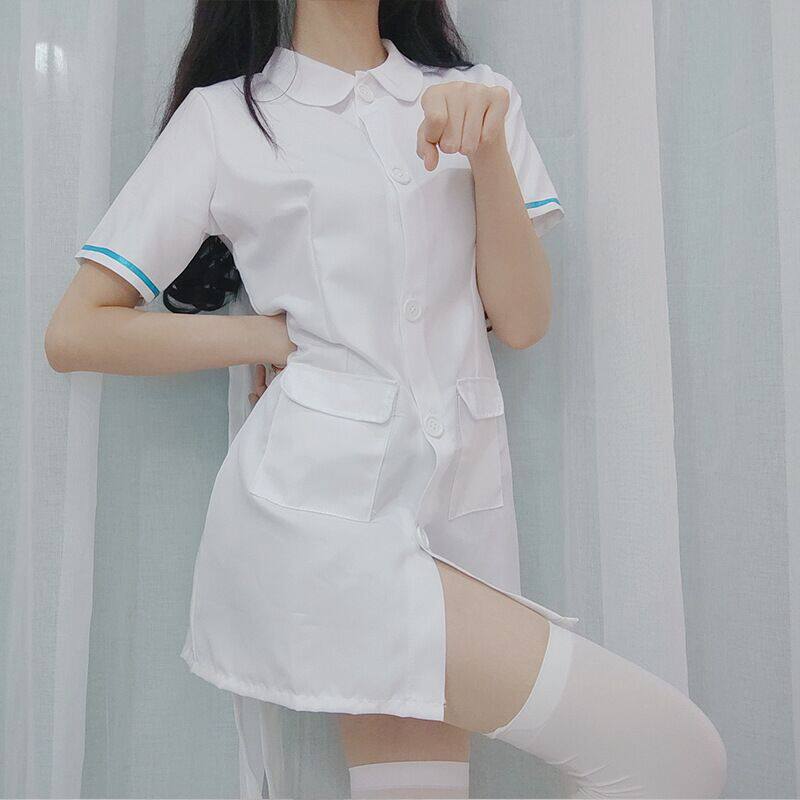 护士姐姐夏季白色清纯制服少女短裙性感连衣裙连衣裙