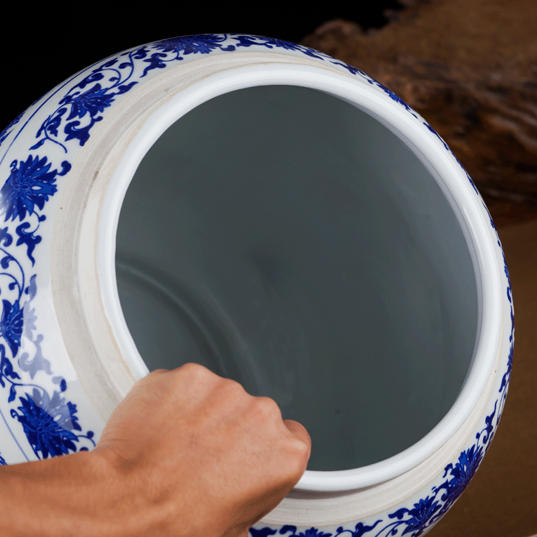 25斤40斤景德镇带盖陶瓷米缸米5kg储物米桶