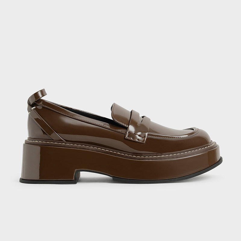 ck2021新款秋季松糕厚底乐福女单一脚脚蹬豆豆乐福鞋豆豆鞋