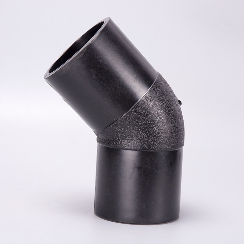 厂家直销hdpe对接式45度弯头 l75-l630pe水管管件 pe给水配件接头