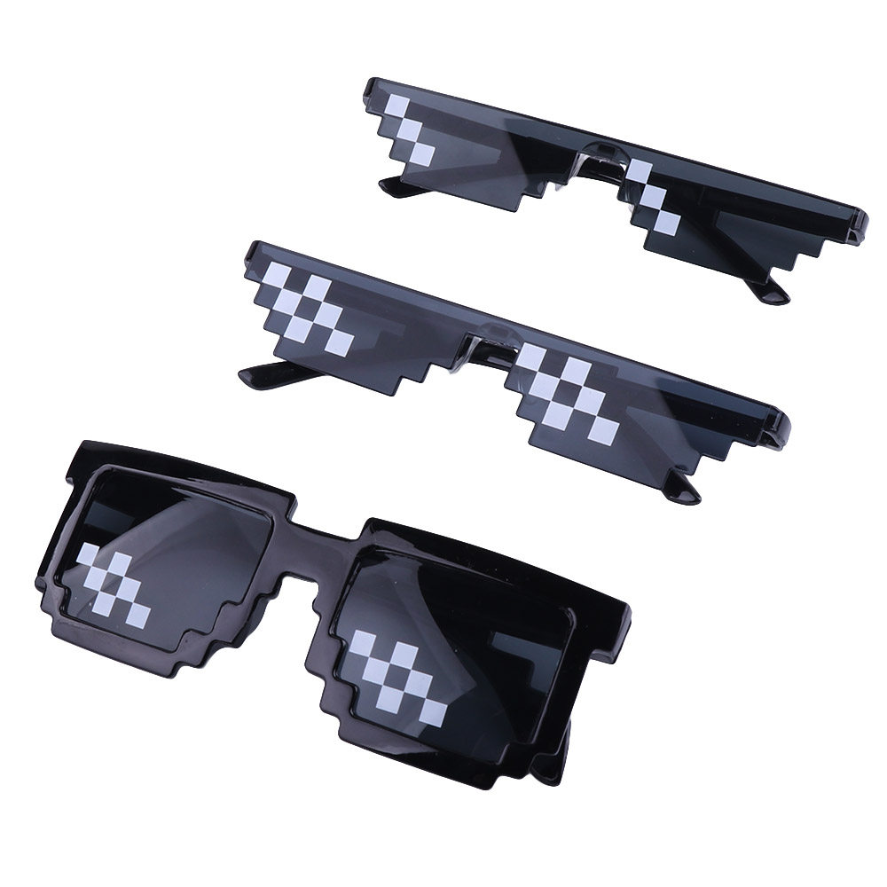 马赛克墨镜像素眼镜抖音网红打码眼镜蹦迪装备逼thuglife像素眼镜