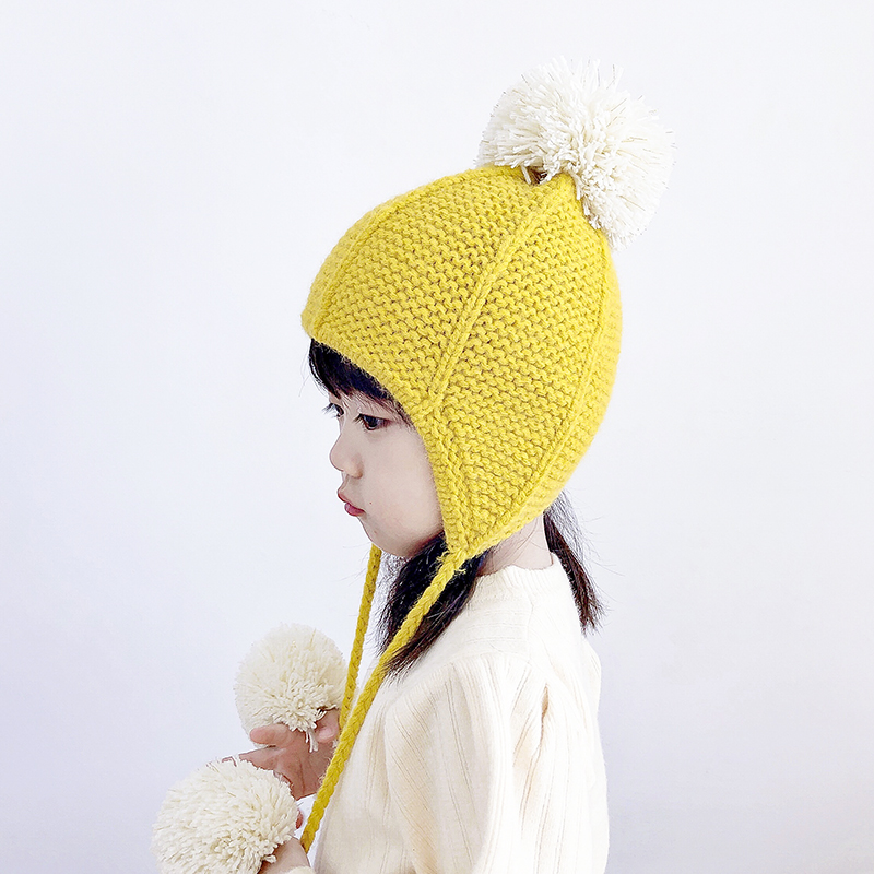 帽子宝宝秋冬女童保暖毛线针织小孩帽子