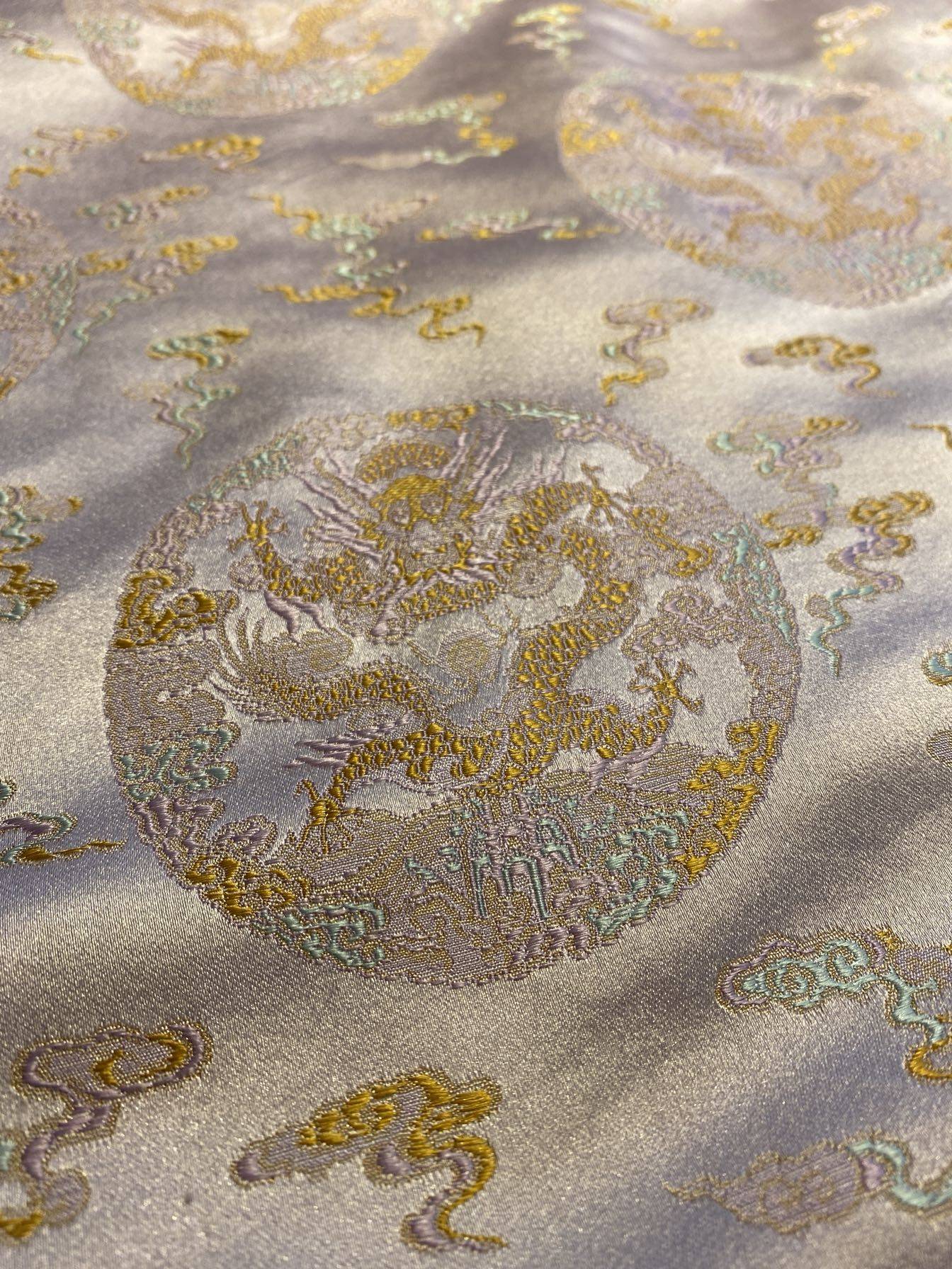 云锦小团龙纹粉色中式风衣风衣