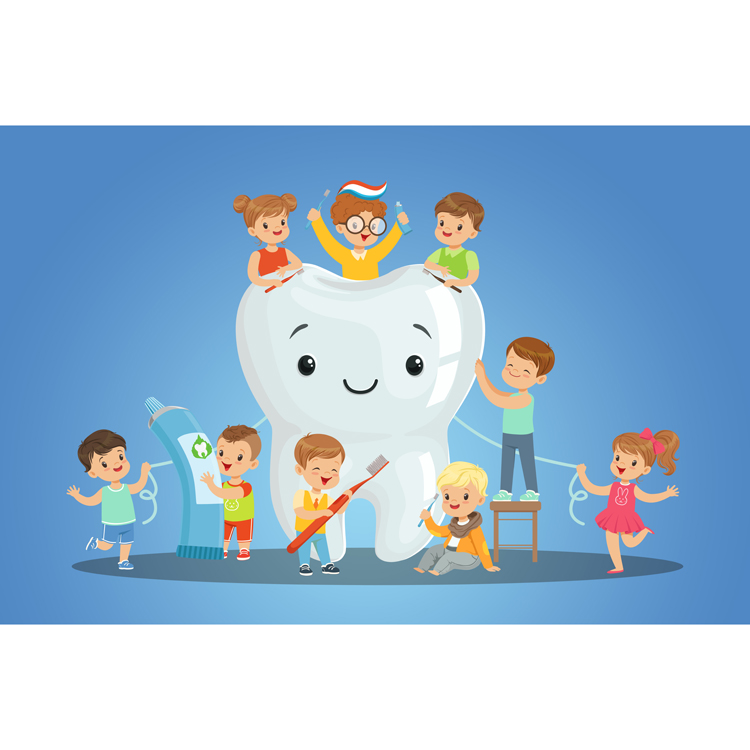 儿童保护牙齿宣传壁纸牙科科医院壁画口腔儿科定制壁画