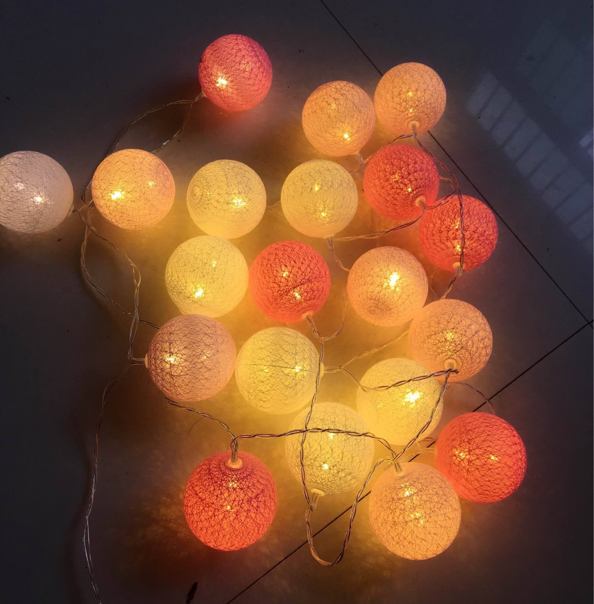 节日彩灯3米彩色棉线球灯新年婚庆装饰灯幼儿园读书角装饰彩球灯