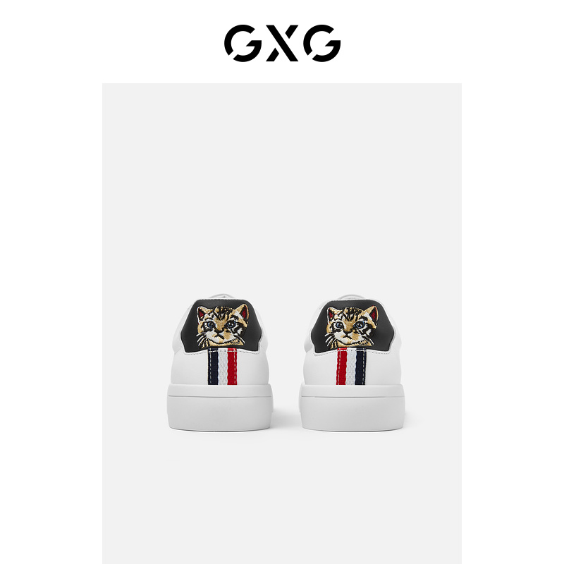 GXG男鞋22年猫头刺绣小白鞋男休闲鞋百搭时尚鞋子男潮鞋男士板鞋