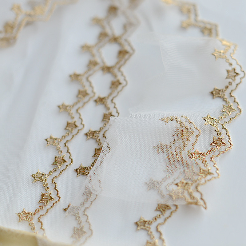 金线网星星刺绣蕾丝服装制衣洋装礼服花边