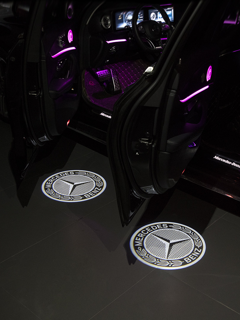 奔驰迎宾灯新glc200c260le300l改装原厂车门装饰灯汽车氛围灯