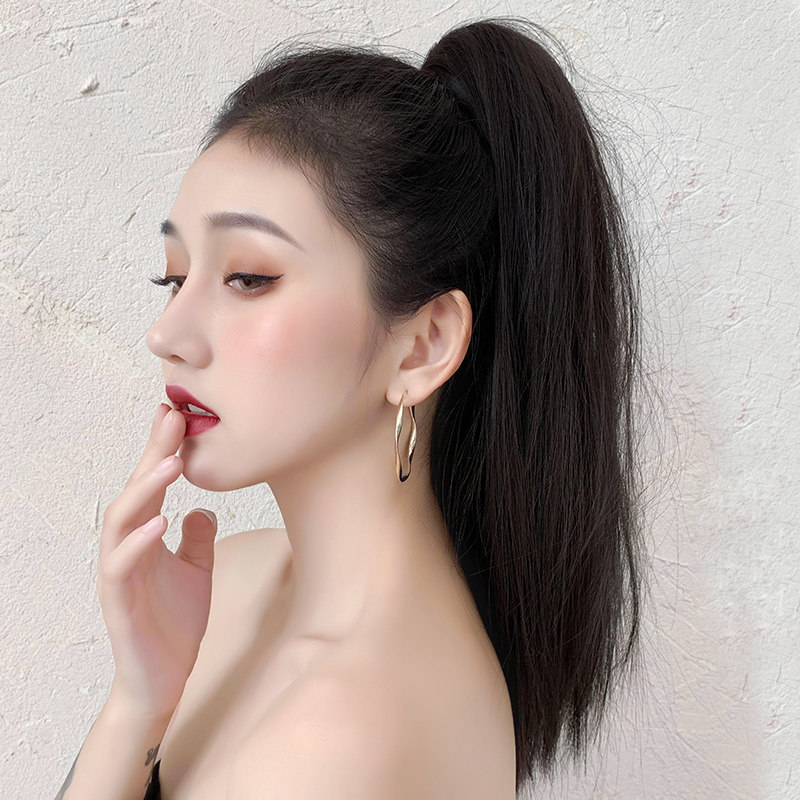 假发女长发抓夹马尾中长款网红黑长直自然少女超轻蓬松隐形高马尾