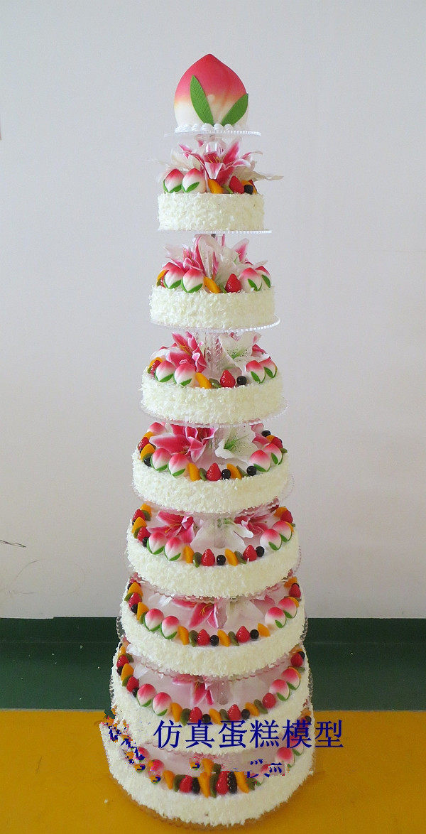 蛋糕多层祝寿模型八层新款水果寿桃贺寿百合仿真水果